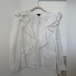 Ann Taylor White Ruffled Women's Top